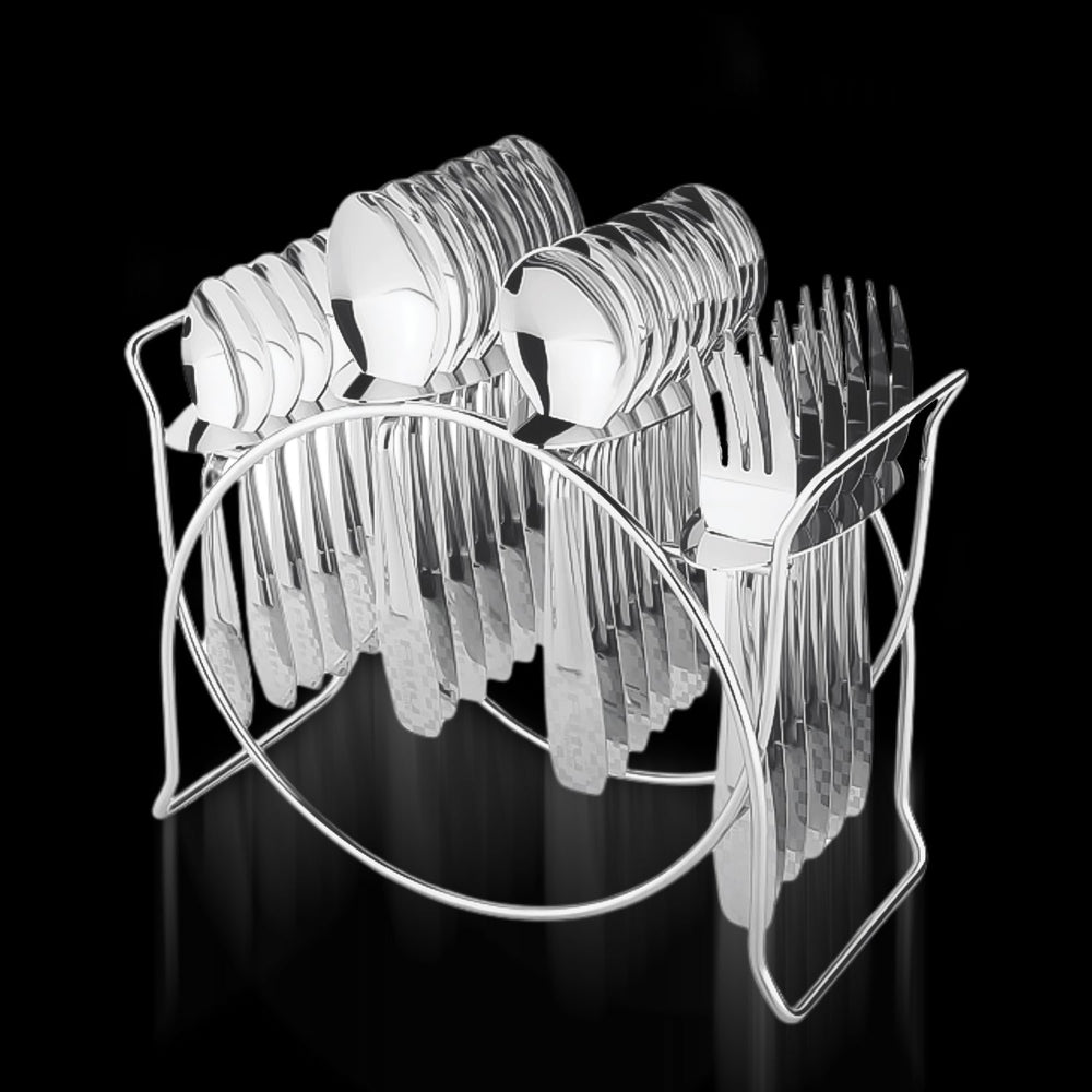 Stainless Steel Cutlery Set with Elegant Storage Stand