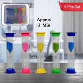 Plastic Hourglass Sand Timer Set ? 3-Min Sand Clock for Kitchen, Office, School & Kids (5 Pc)