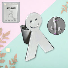 Smile Face Wall Mounted Brush & Broom Organize Holder, Hanger Storage Rack Kitchen Clip Seamless Mop Hook with Mounted Hanging (1Pc)