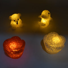 MULTI SHAPE SMALL LIGHT LAMPS LED SHAPE CRYSTAL NIGHT LIGHT LAMP (6 PC SET)
