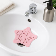 Cute Baby Pink Star Silicone Drain Hair Catcher for Basin