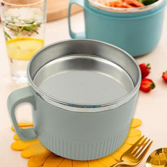 Vacuum Food Flask, Insulation Large Capacity Double Layer Structure Non Slip Labor Saving and Safe Stainless Steel Inner Tank Lunch Box/ Noodle Bowl for Camping Picnic for School Office Outdoor (1 Pc)