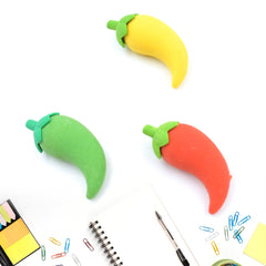 3D Fancy Colorful Chili Shape Erasers ? Mini Novelty Eraser Set (3 Pc)