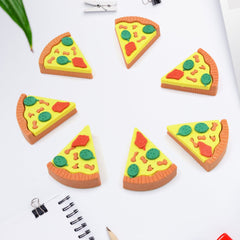 3D Pizza Slices Eraser Set ? Fancy & Colorful Stationery for Kids & Gifts (7 slice)