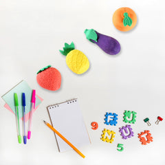Mini Cute Veg & Fruit Erasers ? 3D Colorful Eraser Set for Kids (4 Pc)