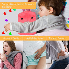 Pink Hot Water Bag with Cover ? Relief for Neck, Shoulders & Cramps