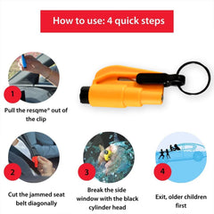 2-in-1 Emergency Safety Cutter ? Keychain Tool for Glass Breaking & Seatbelt Cutting, Portable & Handy