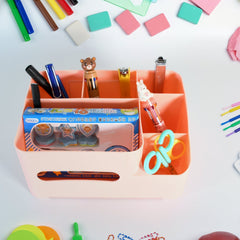 6-Compartment Desk Organizer ? Multi-Function Storage for Tissue, Stationery, Remote & Mobile (Home/Office)