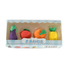 Mini Cute Veg & Fruit Erasers ? 3D Colorful Eraser Set for Kids (4 Pc)