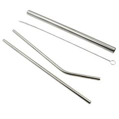 Reusable Stainless Steel Straws with Case for Drinking (4 Pc, Eco-Friendly)