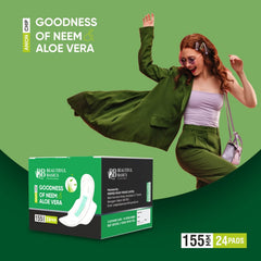 Sanitary Pantyliner with Neem & Aloe Vera, Ultra Thin, PH Balanced, Antibacterial (24 Pads, 155mm)