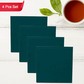 Square Leather Tea Coaster Set ? Durable Dining & Coffee Table Decor (4 Pc)