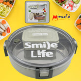 Miracle Stainless Steel Round Lunch Box, with Small Plastic Box Insert Leak Proof Lunch Box with Transparent lid, Lunch Box for Kids & Adults for School, Office (450 ML 250 ML Approx)