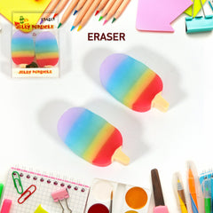 Jelly Popsicle Erasers ? Cute & Fancy Mini Erasers for Kids (2 Pc Set, Mix Design)