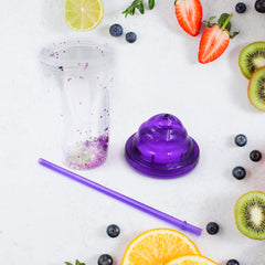 High Quality Plastic Creative Cold Drink Cup / Tumble, Reusable Tea Coffee Tumbler with Lid and Straw, Double Wall Plastic Drinking Sport Bottle, Travel Tumbler (1 Pc / Mix Color)