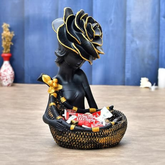 Black Lady Basket Showpiece