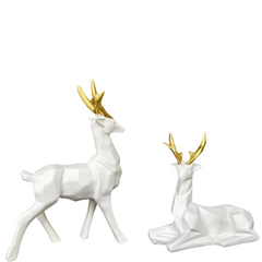White Deer Sculpture Set