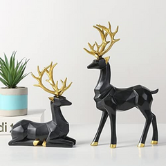 White Deer Sculpture Set