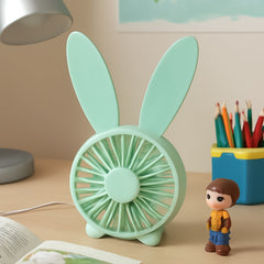 Cute Rabbit USB Desk Fan for Kids & Camping (1 Pc, Plastic, Mist Air)