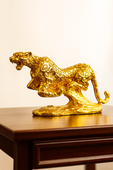 Golden Running Panther Decor Showpiece