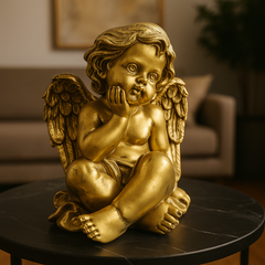 Golden Sitting Angel Decor Statue