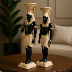 Egyptian Pharaoh & Queen Decor Sculpture Set