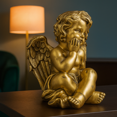 Golden Sitting Angel Decor Statue