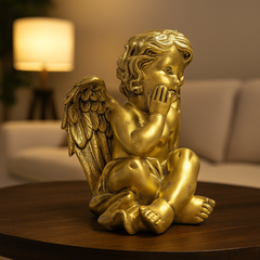 Golden Sitting Angel Decor Statue