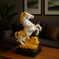 Luxury White & Gold Horse Statue