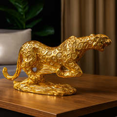 Golden Running Panther Decor Showpiece