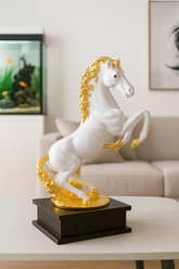 Golden Armored White Horse Showpiece