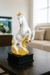 Golden Armored White Horse Showpiece
