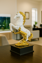 Golden Armored White Horse Showpiece