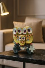 Golden Owl Family Decor Showpiece