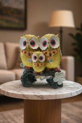 Golden Owl Family Decor Showpiece