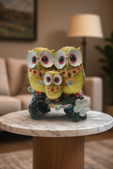 Golden Owl Family Decor Showpiece