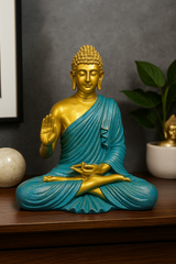 Blue Meditating Buddha Decor Statue