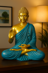 Blue Meditating Buddha Decor Statue