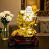 golden coin buddha decor showpiece