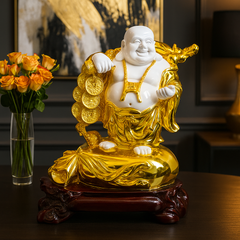 golden coin buddha decor showpiece