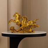 Golden Twin Horses Decor Sculpture