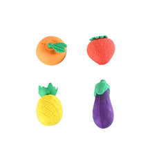 Mini Cute Veg & Fruit Erasers ? 3D Colorful Eraser Set for Kids (4 Pc)