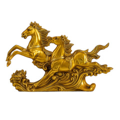 Golden Twin Horses Decor Sculpture