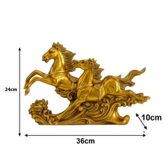 Golden Twin Horses Decor Sculpture