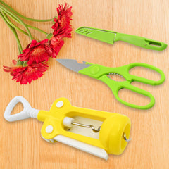 Multifunction Kitchen Tool Set ? Stainless Steel & Plastic Knife and Scissors