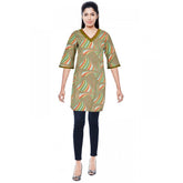 Generic Women's Rayon Kurtis (Green, Multi, S)