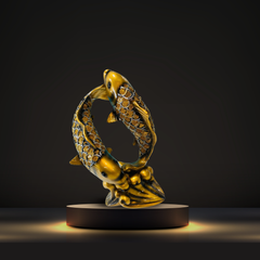 Golden Dual Fish Decor Sculpture