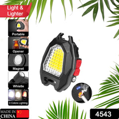 Triangular Camping Flashlight with Lighter ? 6 Modes, 3 Colors, Waterproof, Magnetic Keychain