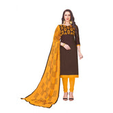 Generic Women's Glaze Cotton Unstitched Salwar-Suit Material With Dupatta (Brown, 2 Mtr)