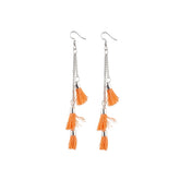 Generic Women's Tassels Beads Hook Dangler Hanging Hanging Earrings-Orange